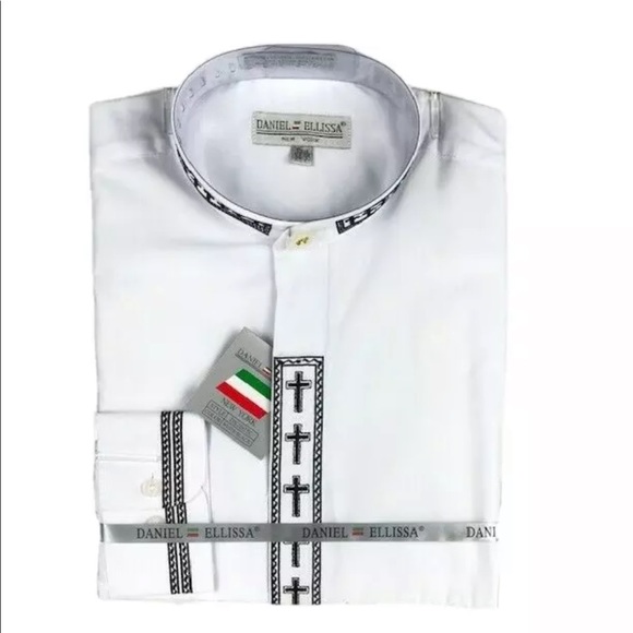 DANIEL ELLISSA CLERGY SHIRT WITH WHITE TAP BAND DS3007R PURPLE main image 1